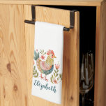 Linge De Cuisine Rooster de ferme coloré<br><div class="desc">Une aquarelle colorée Serviette de cuisine à thème poulet/coq. Personnalisez-le avec votre nom. Conçu pour vous par Blackberry Boulevard.</div>