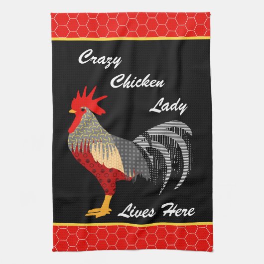 Linge De Cuisine Rooster de style Drazy Chicken Lady l Memphis (Vertical)