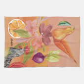 Linge De Cuisine Rooster rouge paysage de l'aquarelle peinte à la m (Horizontal)