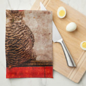 Linge De Cuisine Rooster Vintage Antique Brown Texture (Quart Plié)