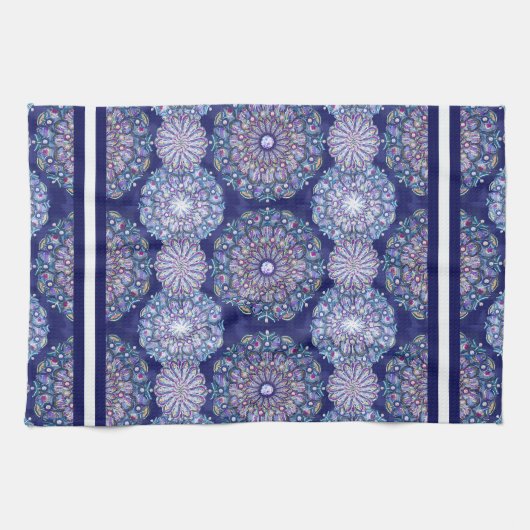 Linge De Cuisine Rosace bleue (Horizontal)