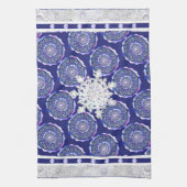 Linge De Cuisine Rosace bleue et flocon de neige (Vertical)