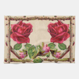 Linge De Cuisine Rose ancienne vintage rustique victorienne antique