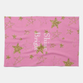 Linge De Cuisine Rose avec étoiles d'or (Horizontal)