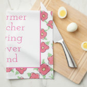 Linge De Cuisine Rose blanc et vert (Quart Plié)