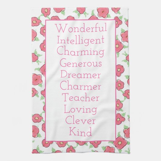 Linge De Cuisine Rose blanc et vert (Vertical)