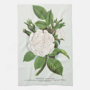 Linge De Cuisine Rose blanche vintage mousse Art botanique Cottagec