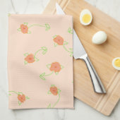 Linge De Cuisine Rose clair avec corail (Quart Plié)