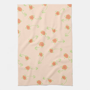 Linge De Cuisine Rose clair avec corail