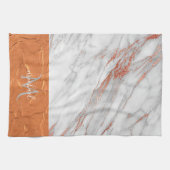 Linge De Cuisine Rose cuivre or & gris marbre avec kit Monogramme (Horizontal)