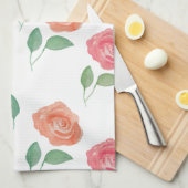 Linge De Cuisine Rose d'aquarelle florale (Quart Plié)