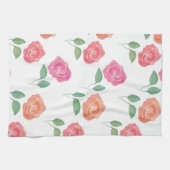 Linge De Cuisine Rose d'aquarelle florale (Horizontal)