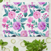 Linge De Cuisine Rose d'aquarelle rose et violet (Plié)