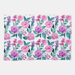 Linge De Cuisine Rose d'aquarelle rose et violet