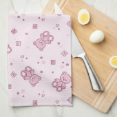 Linge De Cuisine Rose d'arrière - plan de nounours (Quart Plié)