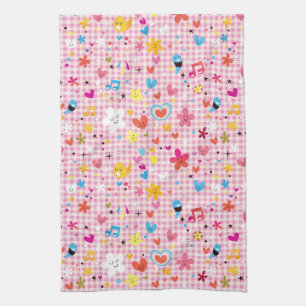 Linge De Cuisine rose de motif de bande dessinée d'amusement