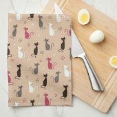 Linge De Cuisine rose de motif de chats (Quart Plié)