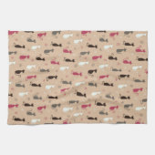 Linge De Cuisine rose de motif de chats (Horizontal)