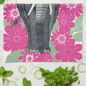 Linge De Cuisine rose éléphant folksy (Plié)