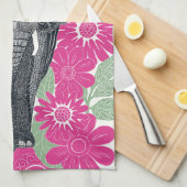 Linge De Cuisine rose éléphant folksy (Quart Plié)
