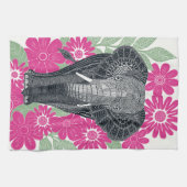 Linge De Cuisine rose éléphant folksy (Horizontal)