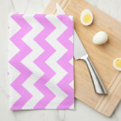 Linge De Cuisine Rose et blanc en zigzag (Quart Plié)