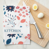 Linge De Cuisine Rose et bleu foncé joli fleurs motif (Quart Plié)