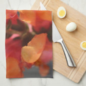 Linge De Cuisine Rose et fleurs tropicales oranges (Quart Plié)