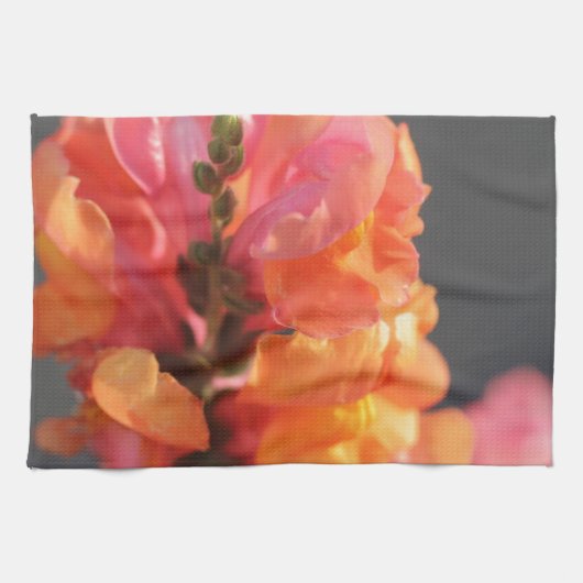 Linge De Cuisine Rose et fleurs tropicales oranges (Horizontal)