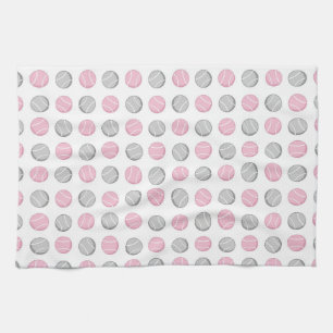 Linge De Cuisine Rose et gris de motif de balle de tennis