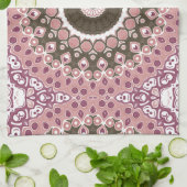 Linge De Cuisine Rose et Mocha Mandala Motif Géométrie florale (Plié)