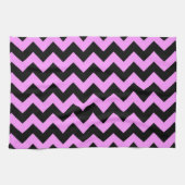 Linge De Cuisine Rose et noir en zigzag (Horizontal)