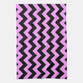 Linge De Cuisine Rose et noir en zigzag (Vertical)