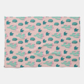 Linge De Cuisine Rose et vert de motif de cactus (Horizontal)