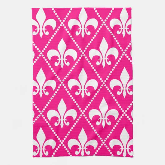 Linge De Cuisine Rose Fleur de Lis (Vertical)