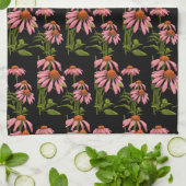 Linge De Cuisine rose floral et noir (Plié)