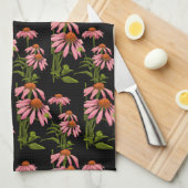 Linge De Cuisine rose floral et noir (Quart Plié)