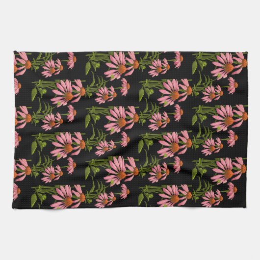Linge De Cuisine rose floral et noir (Horizontal)