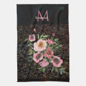 Linge De Cuisine Rose Floral Noir (Vertical)