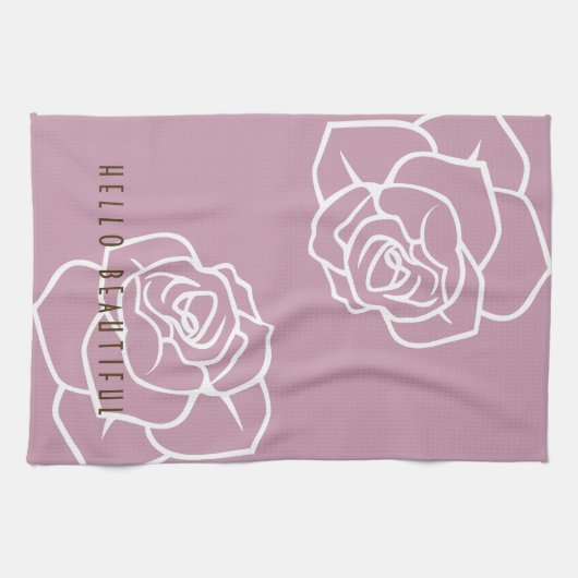 Linge De Cuisine Rose florale chic moderne (Horizontal)