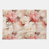 Linge De Cuisine Rose florale crème rose pâle jolie (Horizontal)