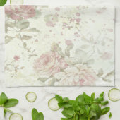 Linge De Cuisine Rose Florale Rose Chic Usé (Plié)