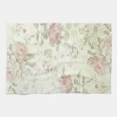 Linge De Cuisine Rose Florale Rose Chic Usé (Horizontal)