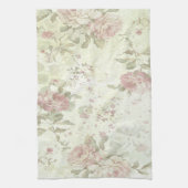 Linge De Cuisine Rose Florale Rose Chic Usé (Vertical)