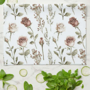 Linge De Cuisine Rose Florale Rouge Rose