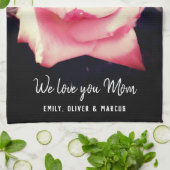 Linge De Cuisine Rose Flower Love you Maman Script photo (Plié)