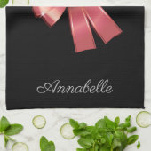 Linge De Cuisine Rose Foil et Bow (Plié)