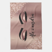 Linge De Cuisine Rose Gold Blush Pink Monogram Glitter Eyelashes (Vertical)