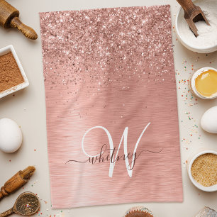 Linge De Cuisine Rose Gold brossé Parties scintillant métallique No