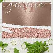 Linge De Cuisine Rose Gold Faux et Parties scintillant (Plié)